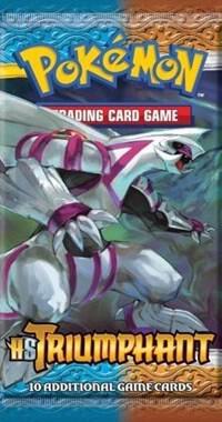 A Pokemon Triumphant booster pack featuring Palkia artwork on the packaging.