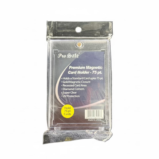 A Pro Safe 75pt magnetic card holder in its original clear plastic packaging.