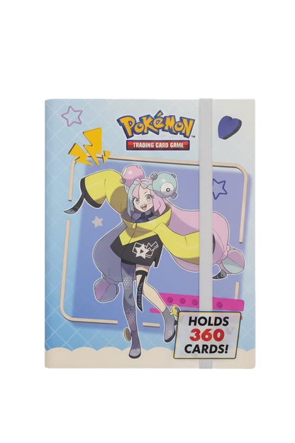 Ultra Pro 9-pocket trading card binder featuring Iono and Magnemite on a light blue cover.