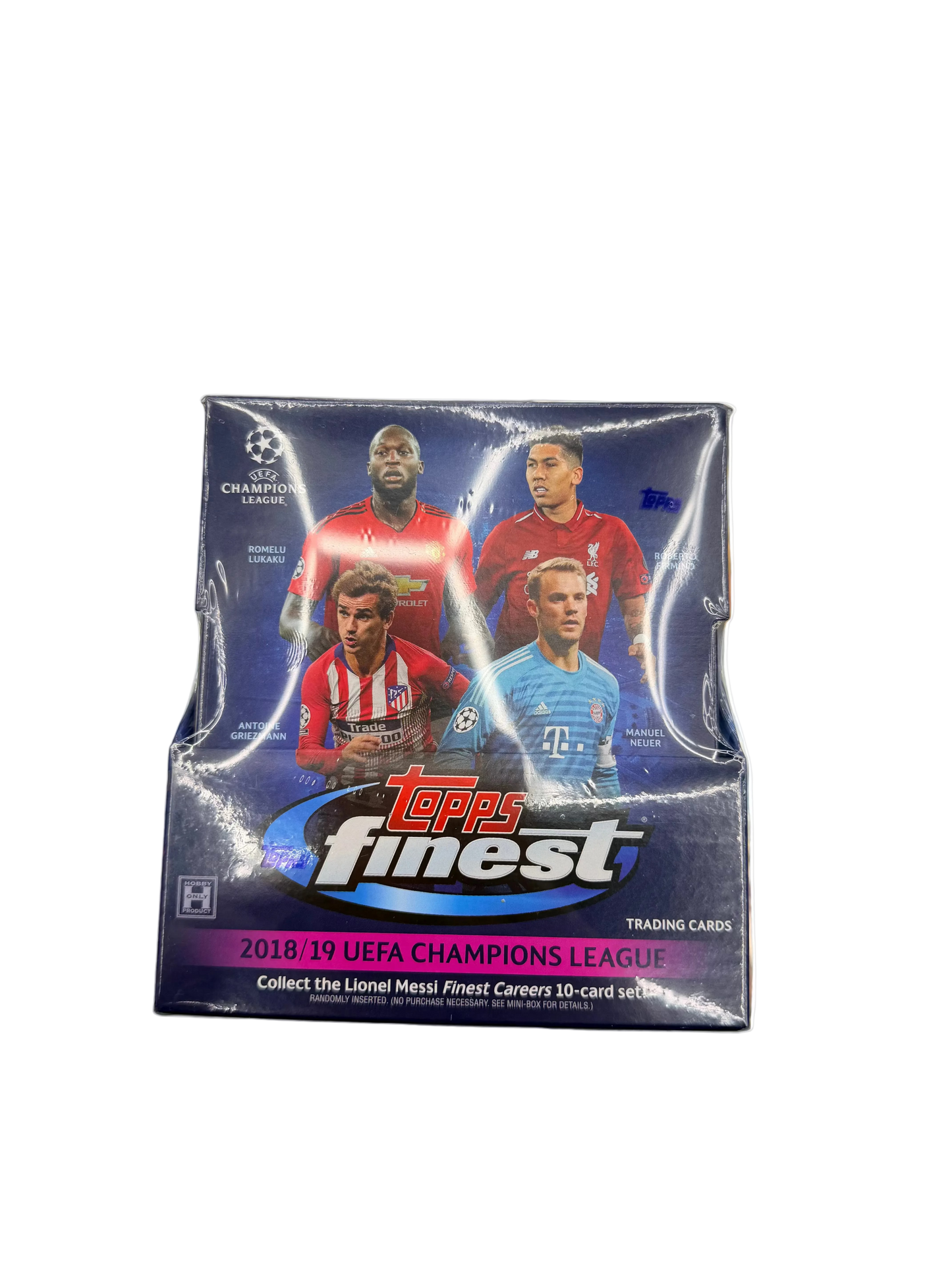 A sealed 2018-19 Topps Finest UEFA Champions League soccer hobby box.
