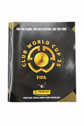 A soft cover Panini sticker album for the FIFA Club World Cup 2025 with a black and gold design.