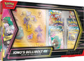 Iono’s Bellibolt ex Premium Collection box featuring promo cards, booster packs, and acrylic standees.
