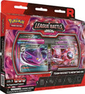 A Team Rocket's Mewtwo ex League Battle Deck box featuring foil cards and game accessories.