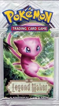 A sealed Pokemon Legend Maker booster pack featuring Mew on the front.