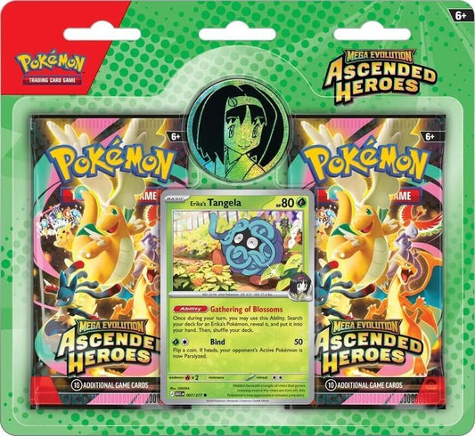A Pokemon Ascended Heroes collection pack featuring Erika and two booster packs.