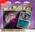A Pokemon Ascended Heroes tech sticker collection pack featuring a Gastly trading card.