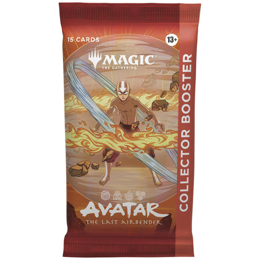 A Magic: The Gathering Avatar the Last Airbender collector booster pack featuring Aang.