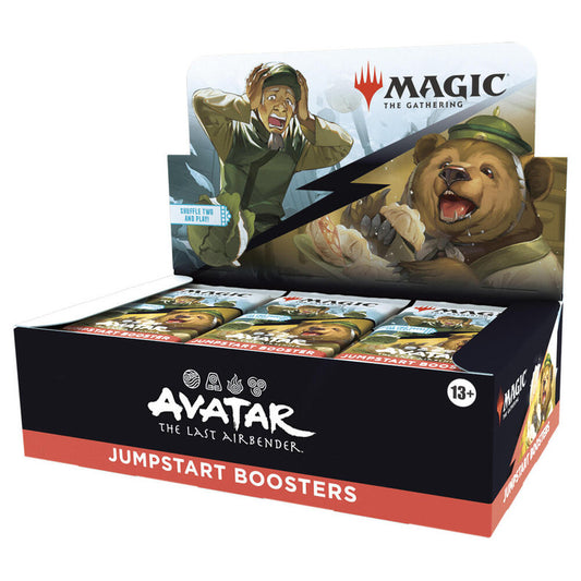A Magic: The Gathering Avatar the Last Airbender Jumpstart booster box with themed packaging.