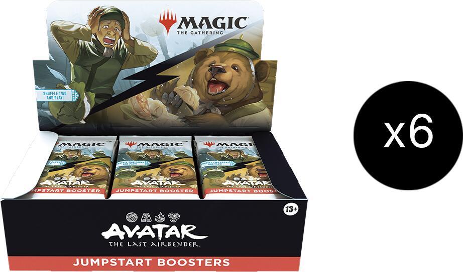 A Magic the Gathering Avatar the Last Airbender Jumpstart booster case containing six boxes.