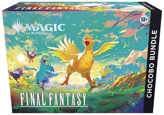 A Magic: The Gathering Final Fantasy Chocobo bundle box featuring colorful Chocobo artwork.