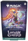 A Magic: The Gathering Lorwyn Eclipsed Commander deck box featuring elemental artwork.