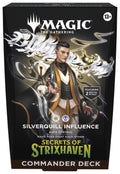The Magic The Gathering Silverquill Influence Commander deck box features a character illustration.
