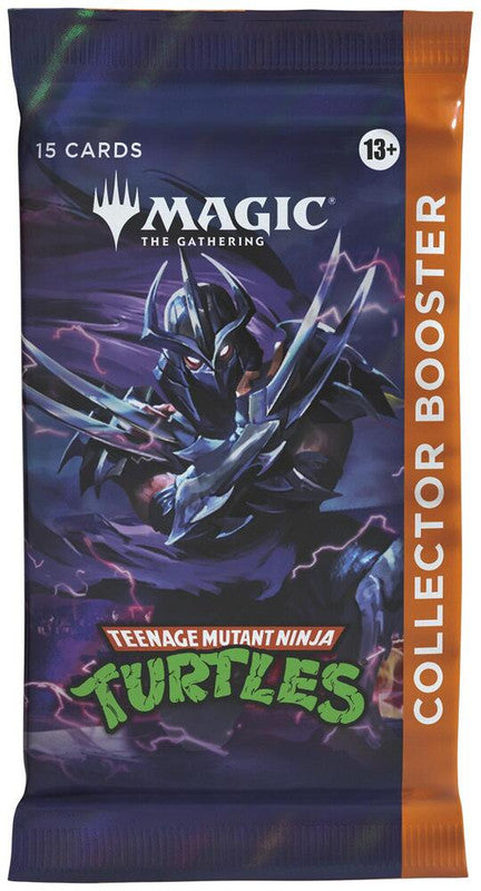 A Magic: The Gathering Teenage Mutant Ninja Turtles collector booster pack featuring Shredder.