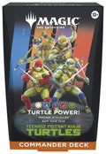 A Magic The Gathering Commander deck box featuring the four Teenage Mutant Ninja Turtles.