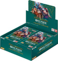 A One Piece Two Legends booster box containing twenty-four packs of trading cards.