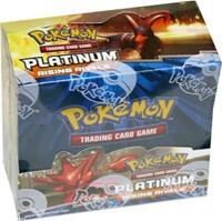 A factory-sealed Pokemon Platinum Rising Rivals booster box featuring artwork of Luxray and Scizor.
