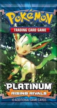 A Pokemon Rising Rivals booster pack featuring Leafeon on the front packaging.