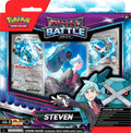 A Pokemon Rival Battle Deck featuring Steven Stone and his Metagross themed cards.