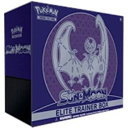 A purple Pokemon Sun and Moon Elite Trainer Box featuring Lunala artwork on the front.