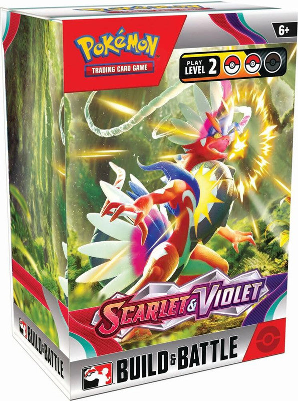 A Pokemon Scarlet and Violet Build and Battle Box featuring Koraidon on the packaging.