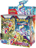 A sealed Pokemon Scarlet and Violet booster box featuring Koraidon and Miraidon artwork.