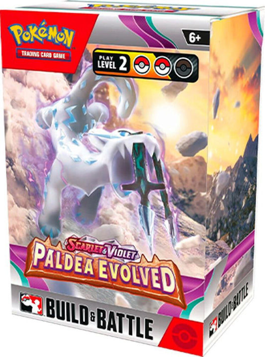 A Pokemon Paldea Evolved Build and Battle Box featuring Chien-Pao on the packaging.