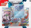 A Pokemon Paradox Rift three-pack blister featuring an Arctibax promo card.
