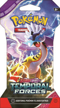 A Pokemon Temporal Forces sleeved booster pack featuring Raging Bolt on the front.