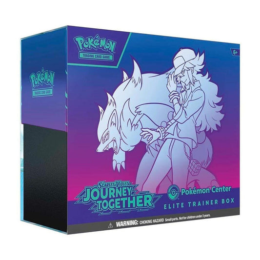 A Pokemon Journey Together Elite Trainer Box featuring N and Zoroark on a purple gradient box.