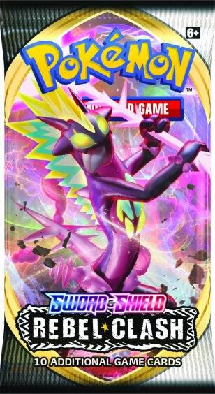 A Pokemon Rebel Clash booster pack featuring Toxtricity on the packaging.