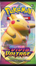 A Pokemon Vivid Voltage booster pack featuring Pikachu on the front packaging.