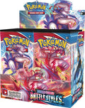 A sealed Pokemon Sword and Shield Battle Styles booster box featuring Urshifu artwork.