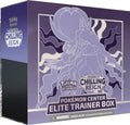 A purple Pokemon Center Elite Trainer Box featuring Shadow Rider Calyrex from Chilling Reign.