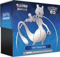 A blue Pokemon Go Elite Trainer Box featuring an illustration of Mewtwo on the front.