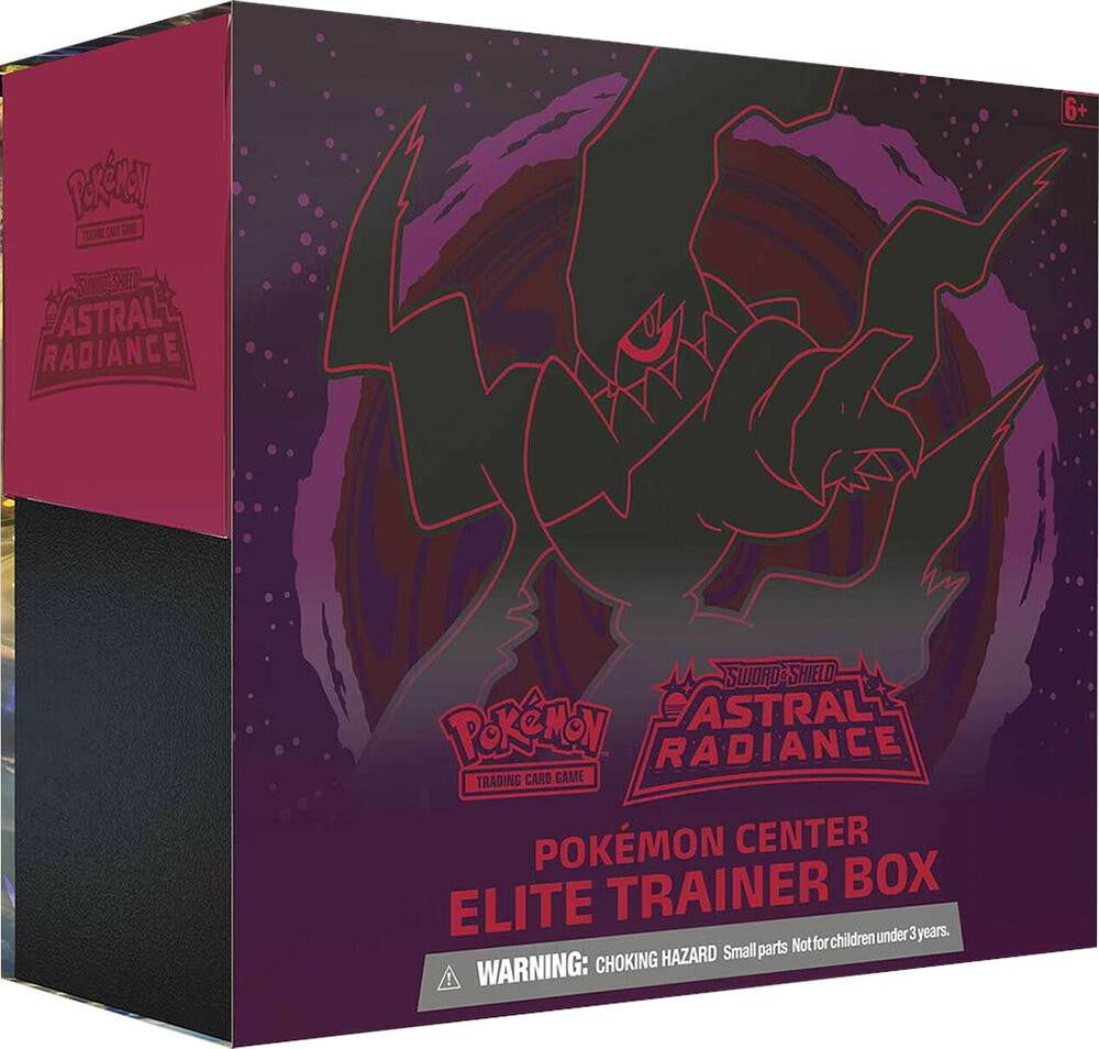 A dark purple Pokemon Astral Radiance Elite Trainer Box featuring Darkrai artwork.
