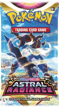A Pokemon Astral Radiance booster pack featuring Hisuian Samurott artwork.
