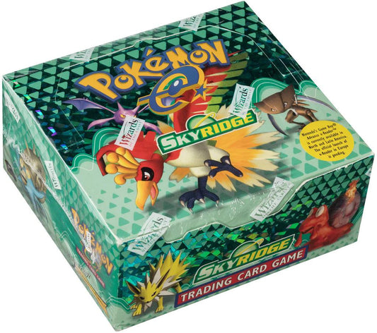 A sealed Pokemon Skyridge booster box featuring Ho-Oh and other Pokemon on the packaging.