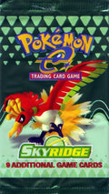 A sealed Pokemon Skyridge booster pack featuring Ho-Oh artwork on a green background.