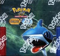 A sealed Pokemon Team Magma vs Team Aqua booster box featuring Sharpedo artwork.