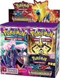 A sealed Pokemon Phantom Forces booster box featuring Mega Gengar and Mega Manectric artwork.