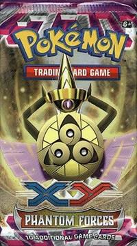 A sealed Pokemon Phantom Forces booster pack featuring Aegislash on the packaging.