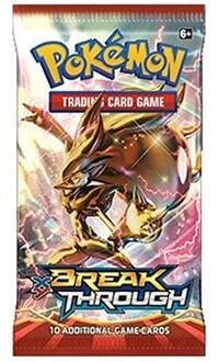 A Pokemon BREAKthrough booster pack featuring Mewtwo on the packaging.