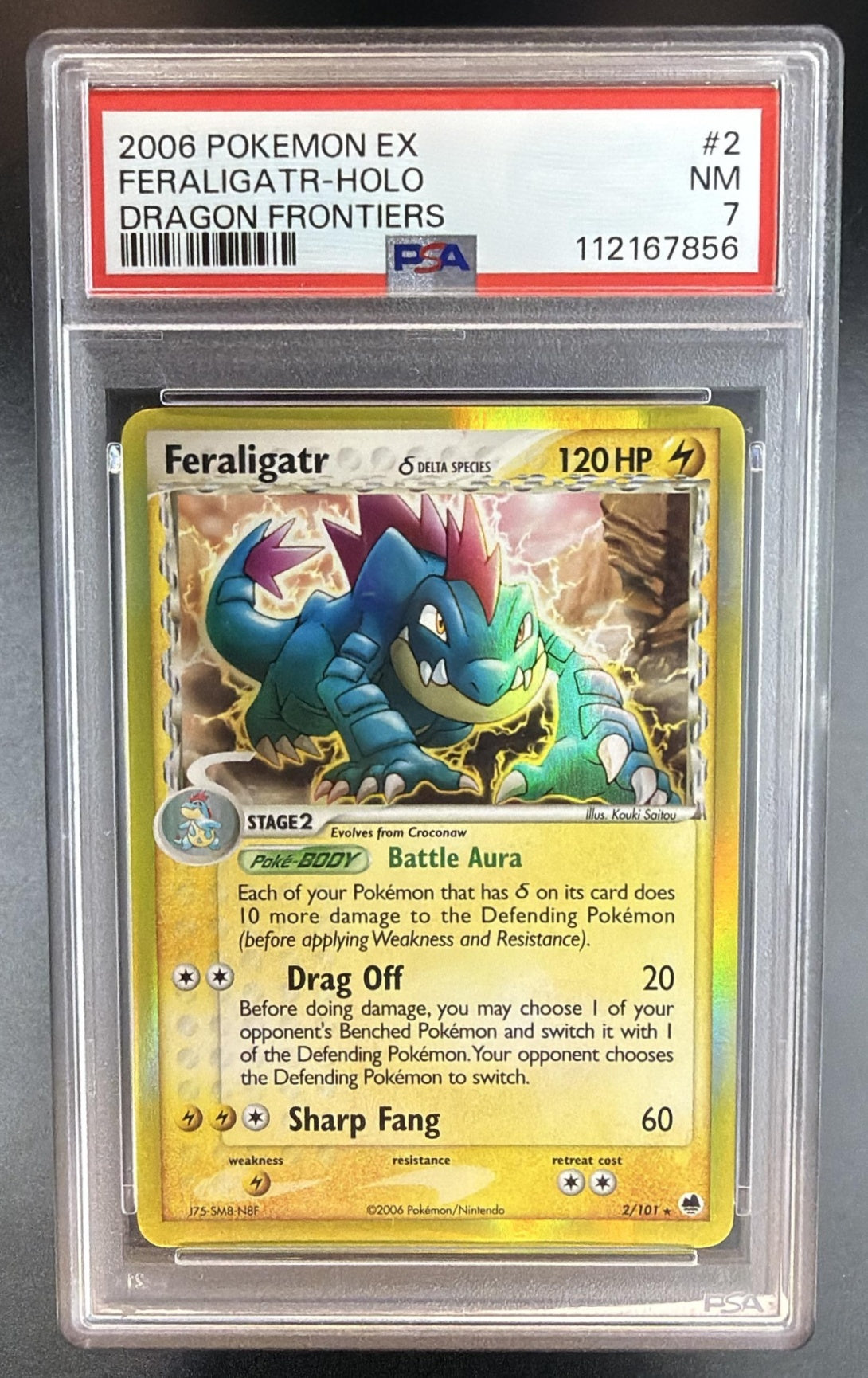 2006 Pokemon Gaming EX Dragon Frontiers Feraligatr #2/101 Holo PSA 7