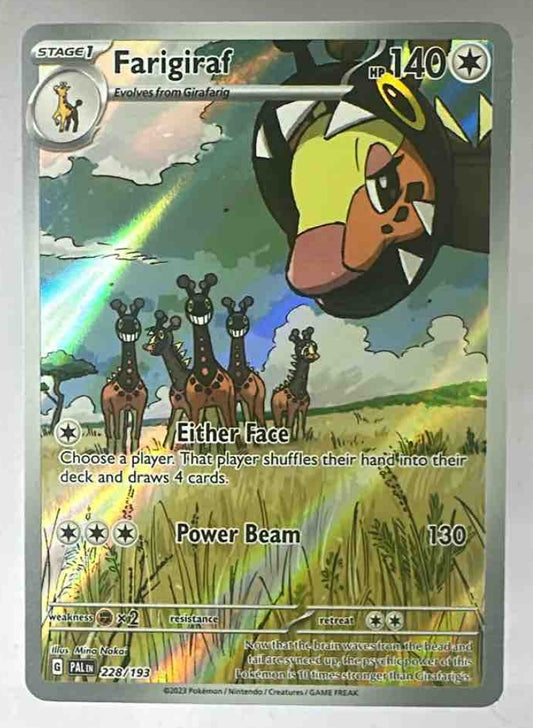 A Farigiraf illustration rare card from the Pokemon Scarlet and Violet Paldea Evolved set.