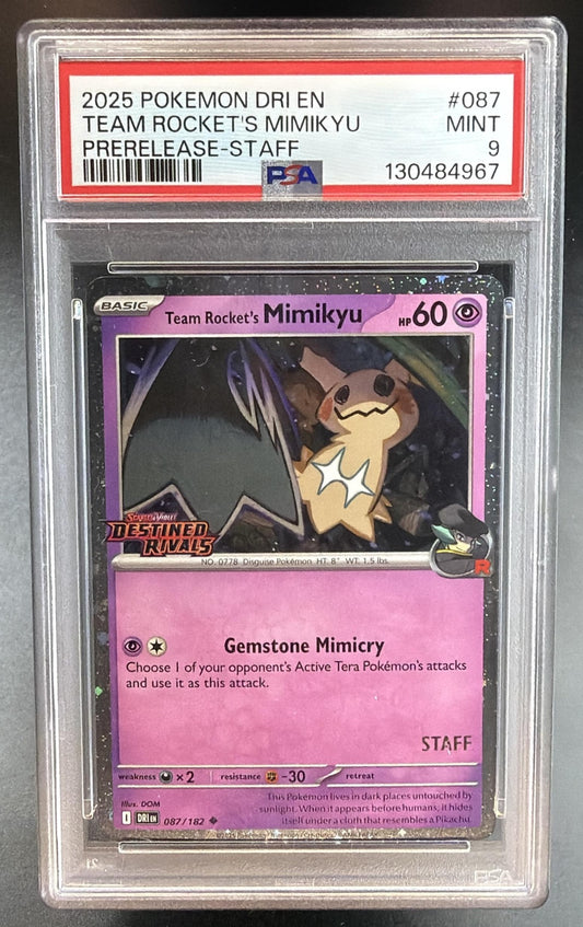 2025 Pokemon Destined Rivals Team Rocket's Mimikyu Promos #087/182 Holo PSA 9