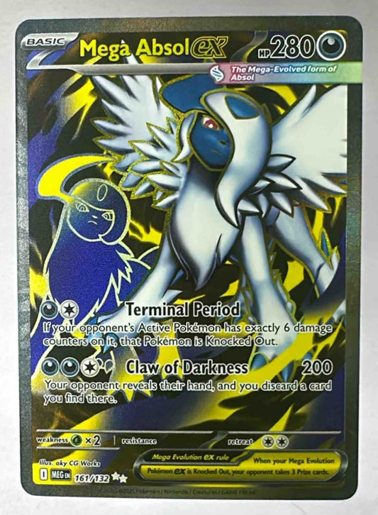 A Mega Absol ex Pokemon card featuring a dark-type illustration and 280 HP.