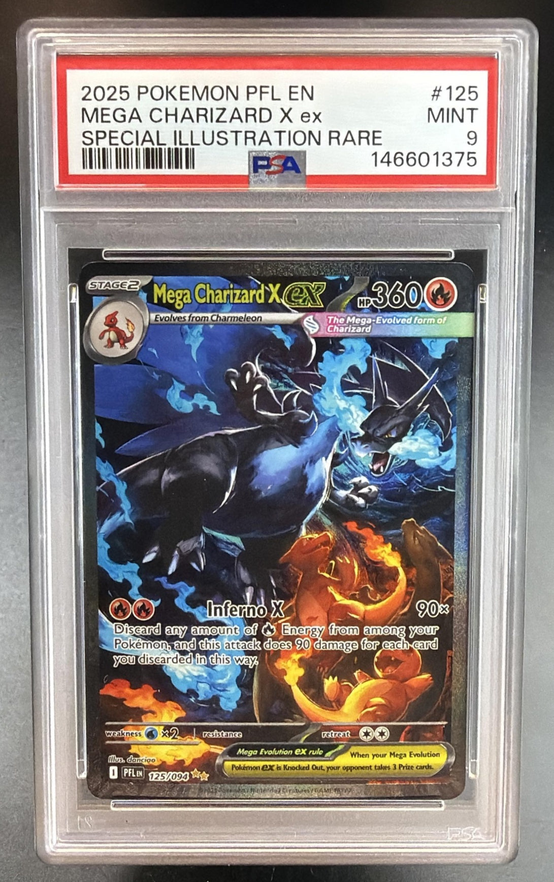 2025 Pokemon Phantasmal Flames Mega Charizard X ex #125/094 Special Illustration Rare PSA 9