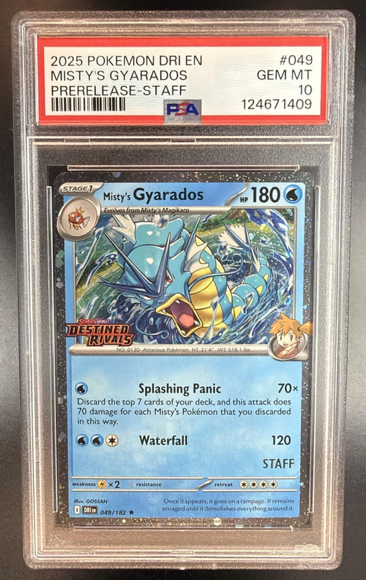 2025 Pokemon Gaming Destined Rivals Misty's Gyarados Promos #049/182 Holo PSA 10