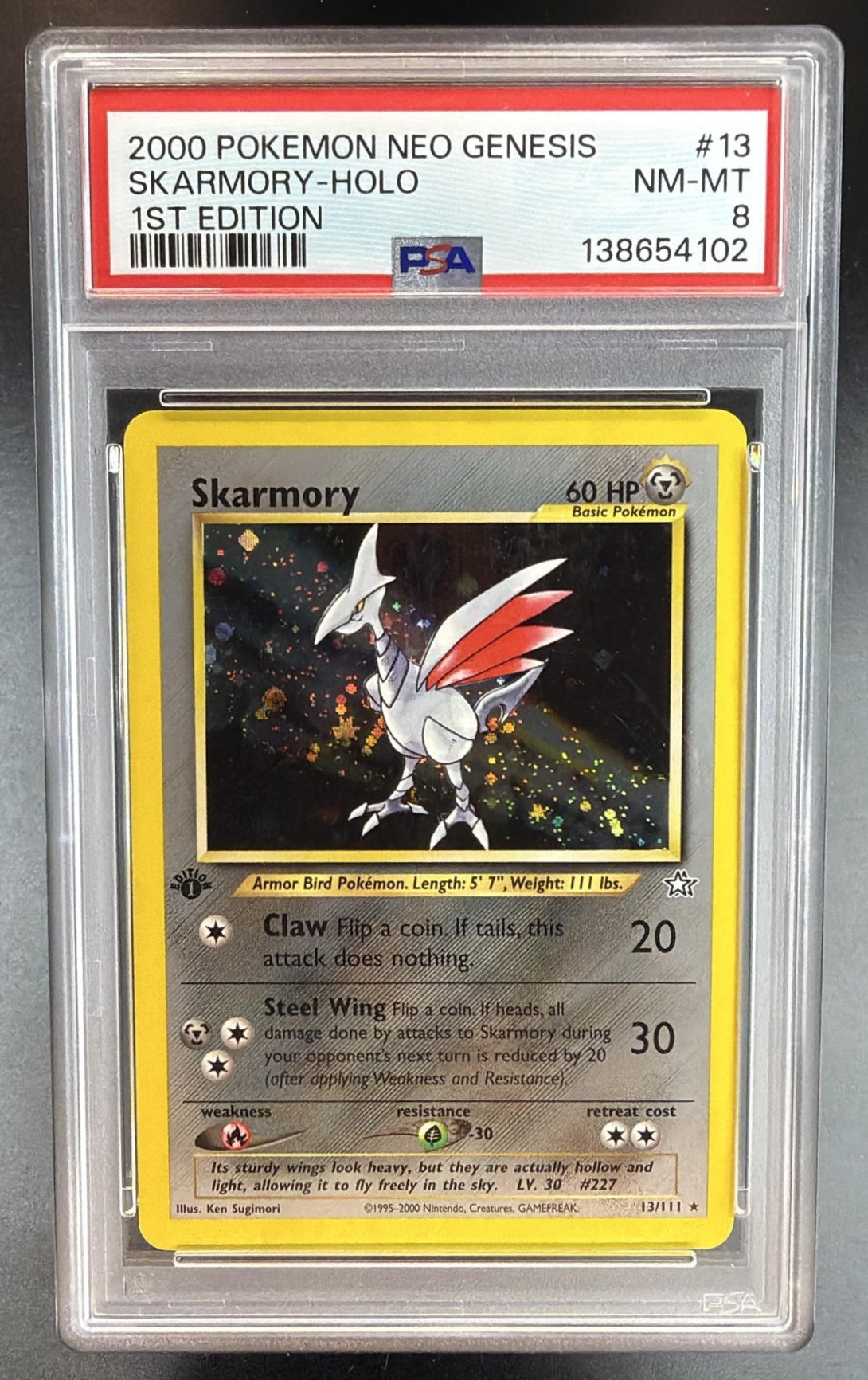 2000 Pokemon Gaming Neo Genesis Skarmory #13/111 Holo PSA 8