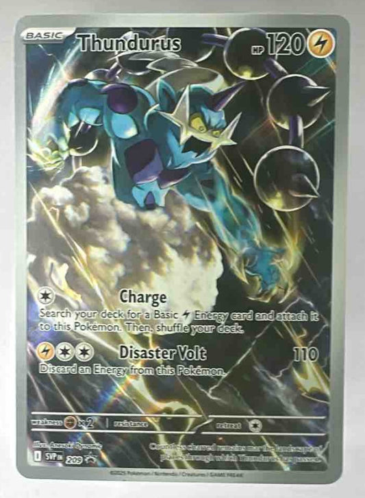 A Thundurus Pokemon trading card from the Scarlet and Violet Black Star Promos set.